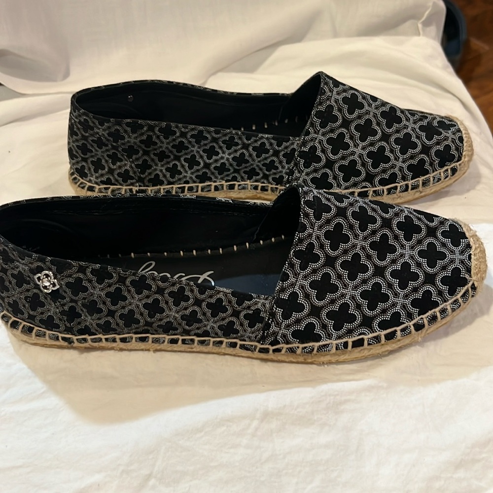 Brighton Avila Geometric Black Canvas Espadrilles.  Size 10